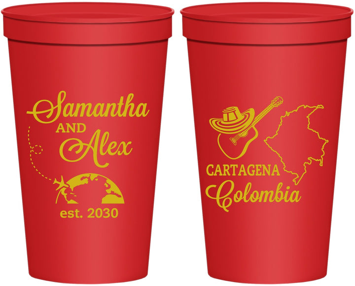 Personalized Wedding 22 oz Stadium Cups - Colombia | 517