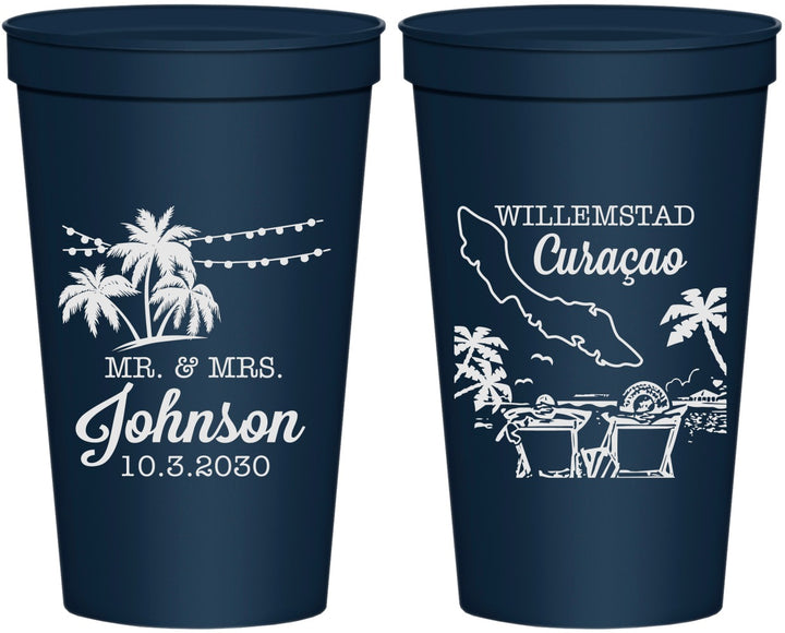 Personalized Wedding 22 oz Stadium Cups - Curacao | 521