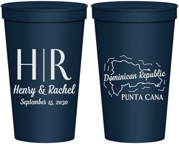 Personalized Wedding 22 oz Stadium Cups - Domincan Republic | 522