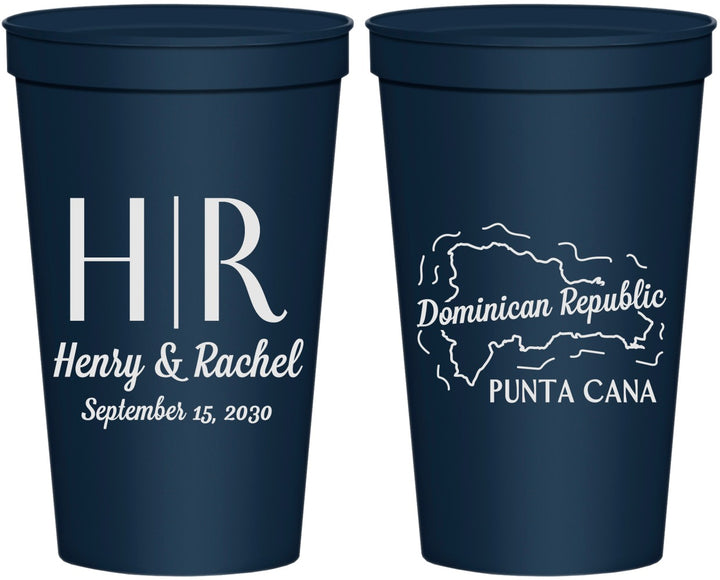 Personalized Wedding 22 oz Stadium Cups - Domincan Republic | 522