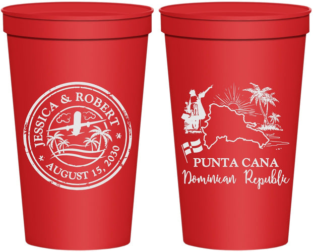 Personalized Wedding 22 oz Stadium Cups - Domincan Republic | 523