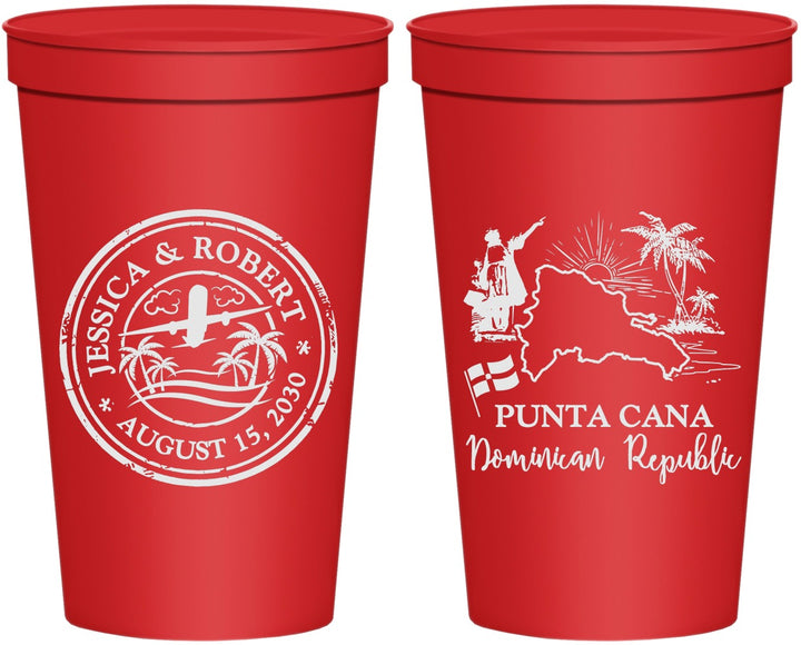 Personalized Wedding 22 oz Stadium Cups - Domincan Republic | 523