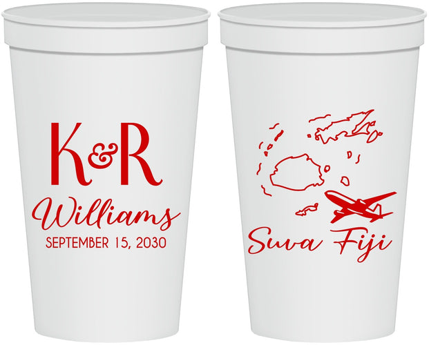 Personalized Wedding 22 oz Stadium Cups - Fiji | 524