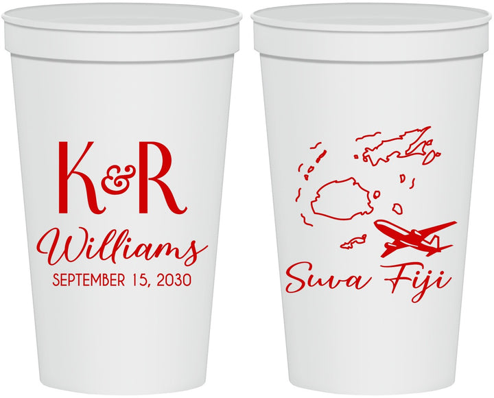 Personalized Wedding 22 oz Stadium Cups - Fiji | 524