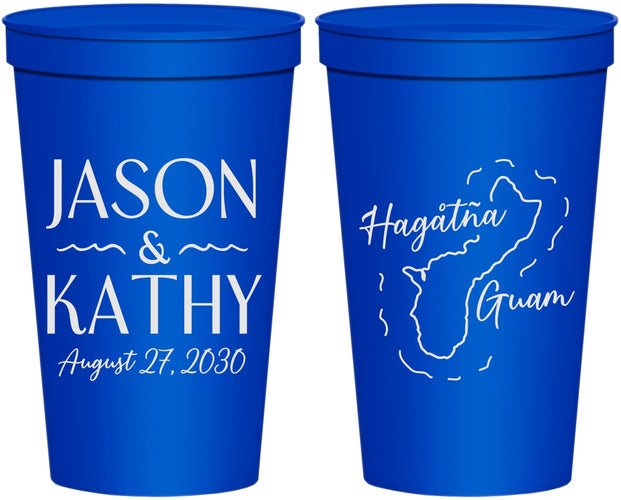 Personalized Wedding 22 oz Stadium Cups - Guam | 526