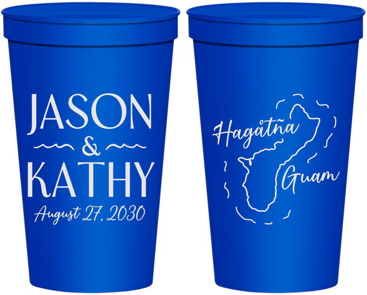 Personalized Wedding 22 oz Stadium Cups - Guam | 526