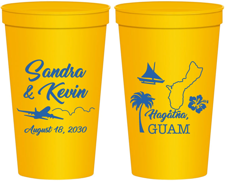 Personalized Wedding 22 oz Stadium Cups - Guam | 527