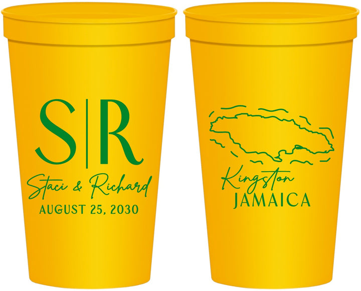 Personalized Wedding 22 oz Stadium Cups - Jamaica | 530