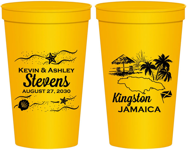 Personalized Wedding 22 oz Stadium Cups - Jamaica | 531