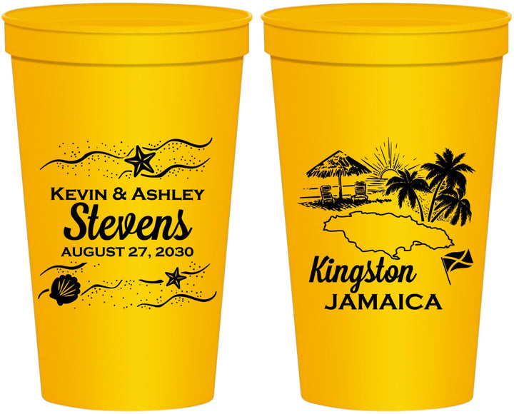 Personalized Wedding 22 oz Stadium Cups - Jamaica | 531