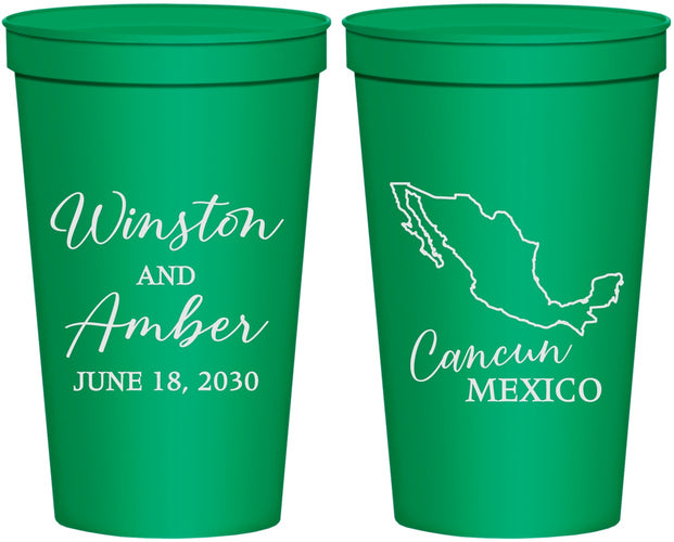 Personalized Wedding 22 oz Stadium Cups - Mexico | 534