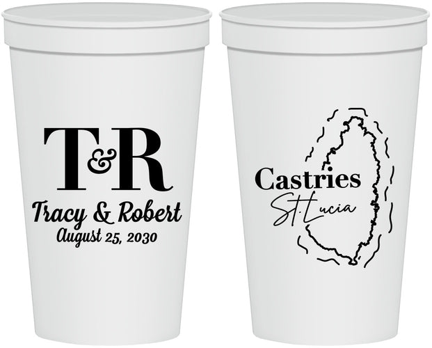 Personalized Wedding 22 oz Stadium Cups - St Lucia | 540