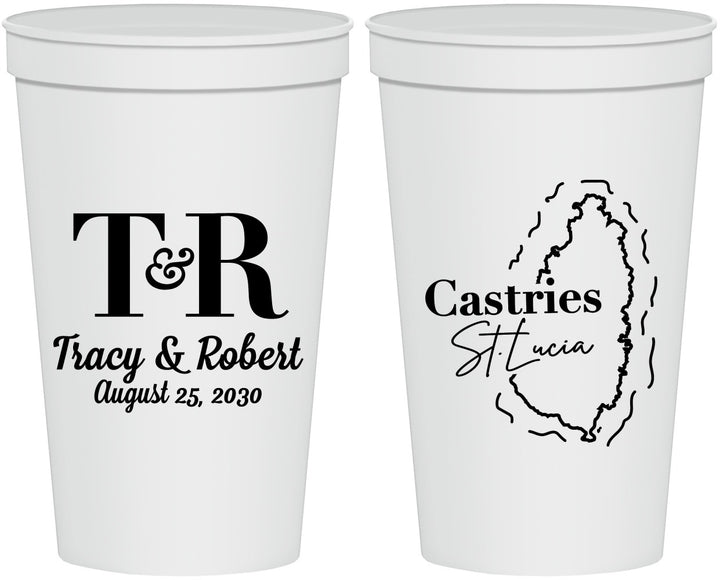 Personalized Wedding 22 oz Stadium Cups - St Lucia | 540