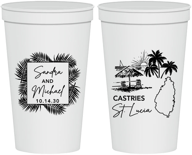 Personalized Wedding 22 oz Stadium Cups - St Lucia | 541