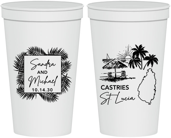 Personalized Wedding 22 oz Stadium Cups - St Lucia | 541