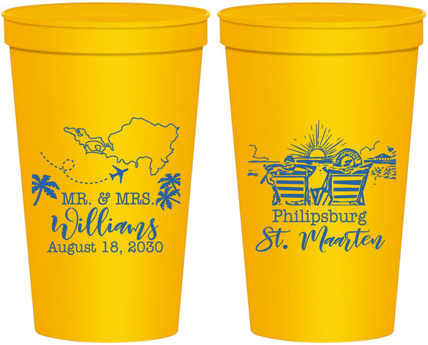 Personalized Wedding 22 oz Stadium Cups - St Maarten | 543