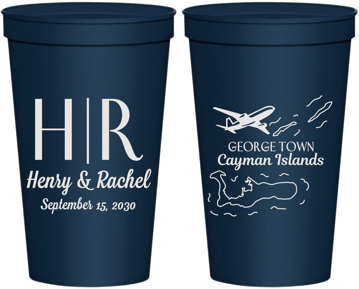 Personalized Wedding 22 oz Stadium Cups - Cayman Island | 544