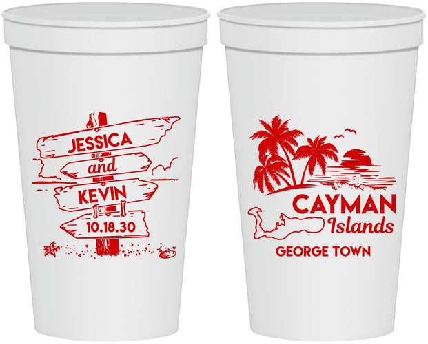 Personalized Wedding 22 oz Stadium Cups - Cayman Island | 545