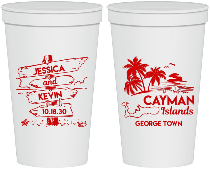 Personalized Wedding 22 oz Stadium Cups - Cayman Island | 545