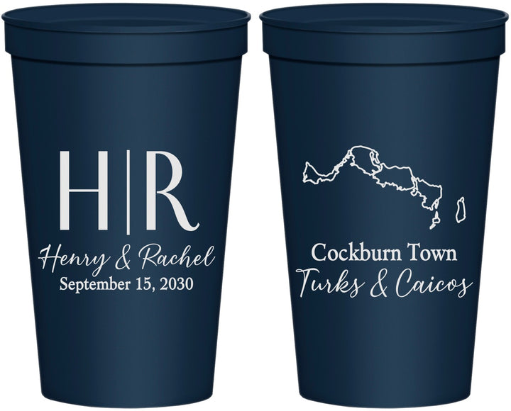 Personalized Wedding 22 oz Stadium Cups - Turks And Caicos | 546