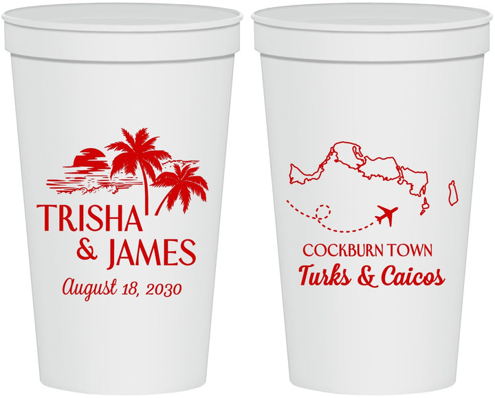 Personalized Wedding 22 oz Stadium Cups - Turks And Caicos | 547
