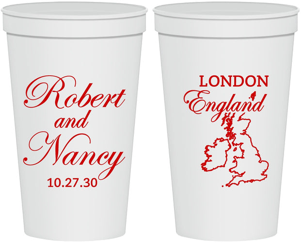 Personalized Wedding 22 oz Stadium Cups - England | 548