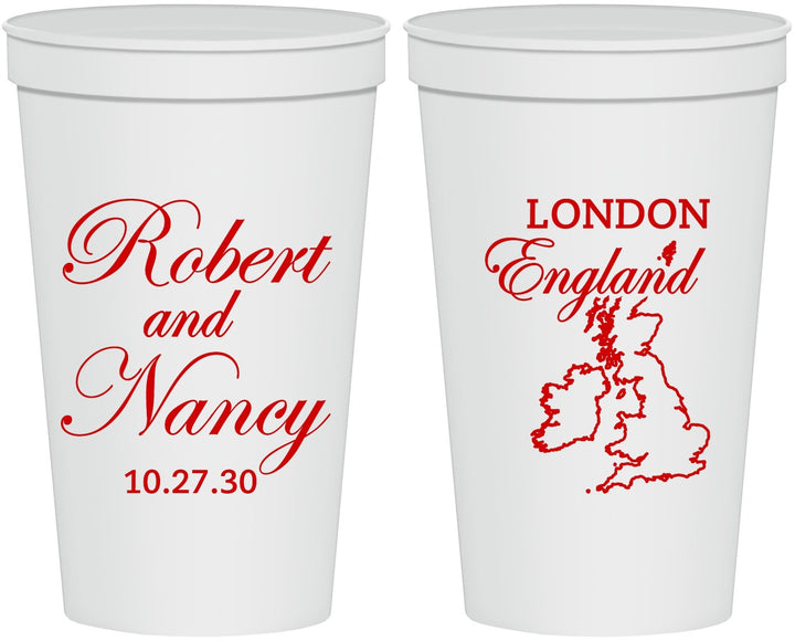 Personalized Wedding 22 oz Stadium Cups - England | 548