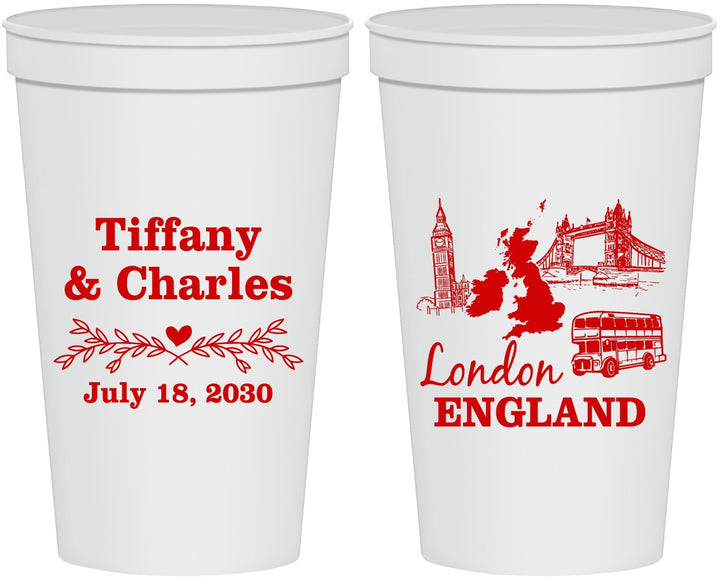 Personalized Wedding 22 oz Stadium Cups - England | 549