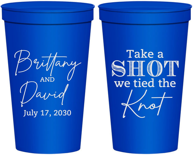 Personalized Wedding 22 oz Stadium Cups - Take A Shot We Tied The Knot | 550