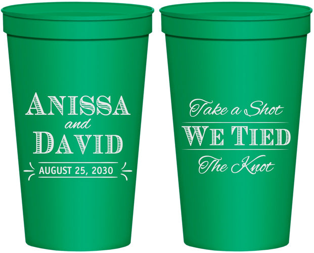 Personalized Wedding 22 oz Stadium Cups - Take A Shot We Tied The Knot | 551