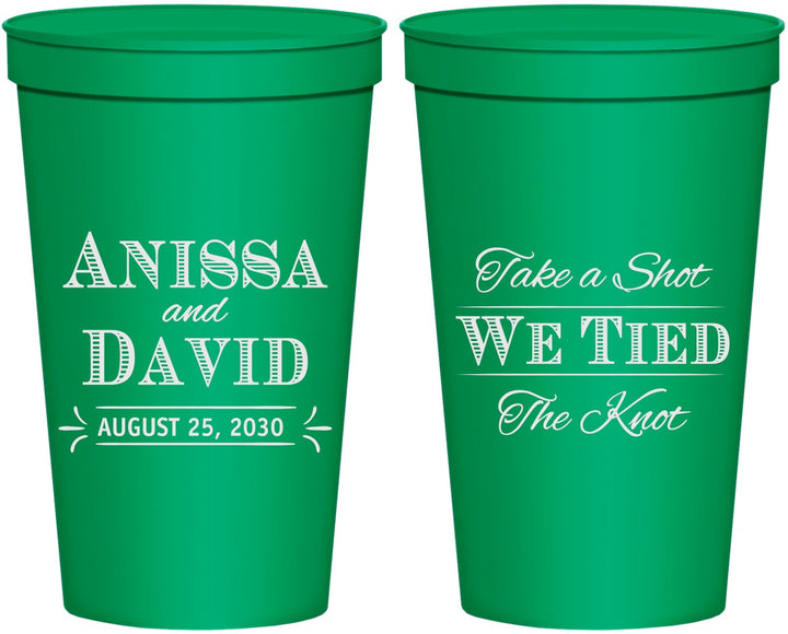 Personalized Wedding 22 oz Stadium Cups - Take A Shot We Tied The Knot | 551