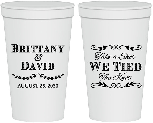Personalized Wedding 22 oz Stadium Cups - Take A Shot We Tied The Knot | 552