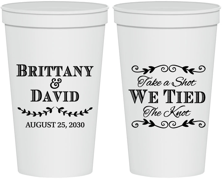 Personalized Wedding 22 oz Stadium Cups - Take A Shot We Tied The Knot | 552