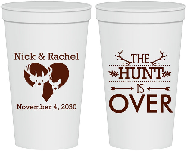Personalized Wedding 22 oz Stadium Cups - The Hunt Is Over | 554