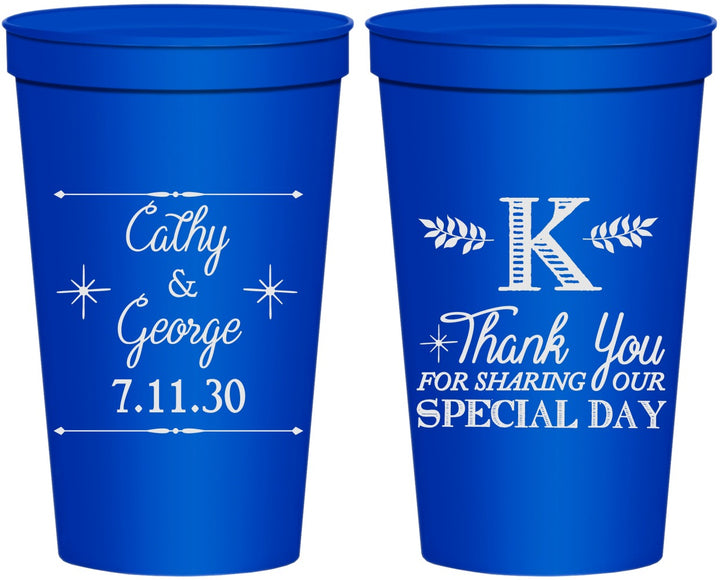 Personalized Wedding 22 oz Stadium Cups - Monogram | 556