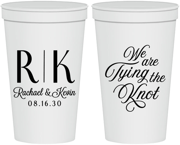Personalized Wedding 22 oz Stadium Cups - Monogram Tying Knot | 559