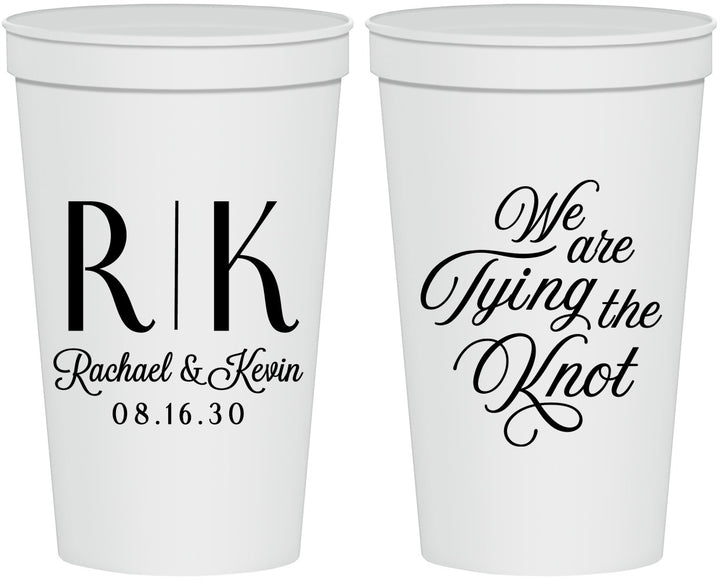 Personalized Wedding 22 oz Stadium Cups - Monogram Tying Knot | 559