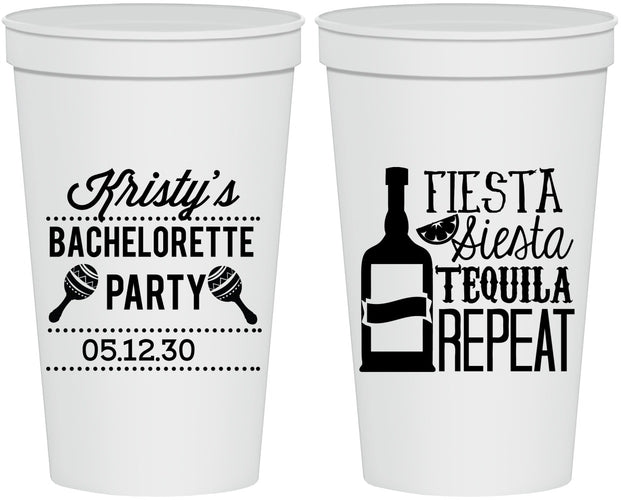 Personalized Bachelorette 22 oz Stadium Cups - Fiesta Siesta Tequila Repeat | 60002