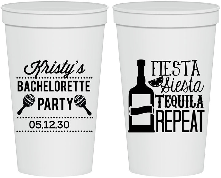 Personalized Bachelorette 22 oz Stadium Cups - Fiesta Siesta Tequila Repeat | 60002