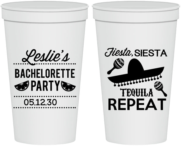 Personalized Bachelorette 22 oz Stadium Cups - Fiesta Siesta Tequila Repeat | 60003