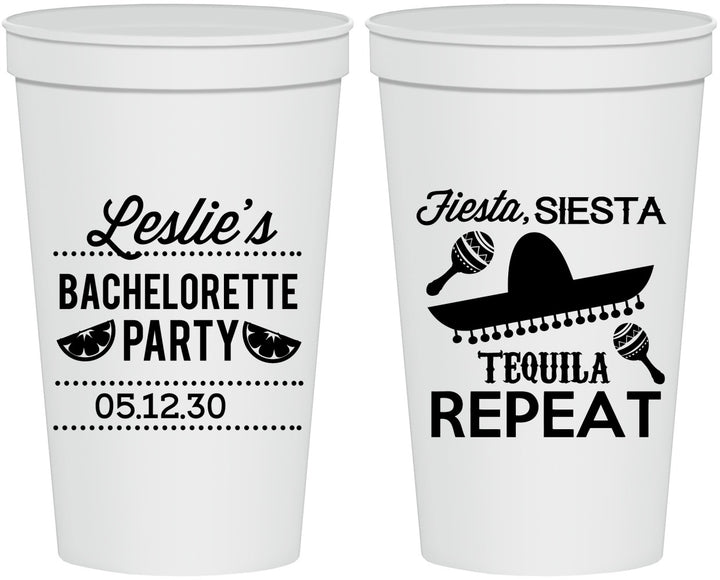Personalized Bachelorette 22 oz Stadium Cups - Fiesta Siesta Tequila Repeat | 60003
