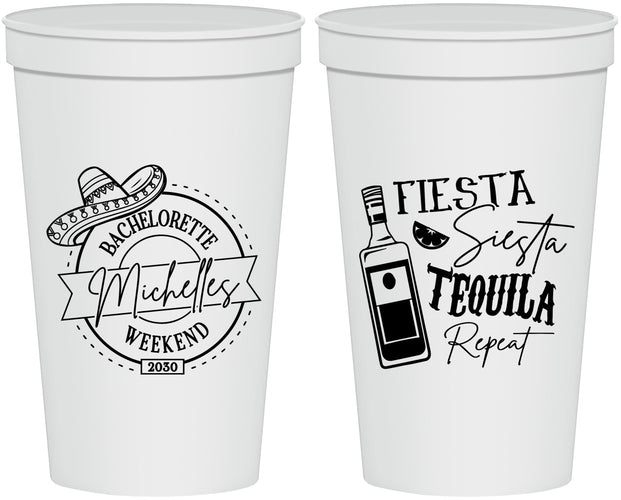 Personalized Bachelorette 22 oz Stadium Cups - Fiesta Siesta Tequila Repeat | 60004