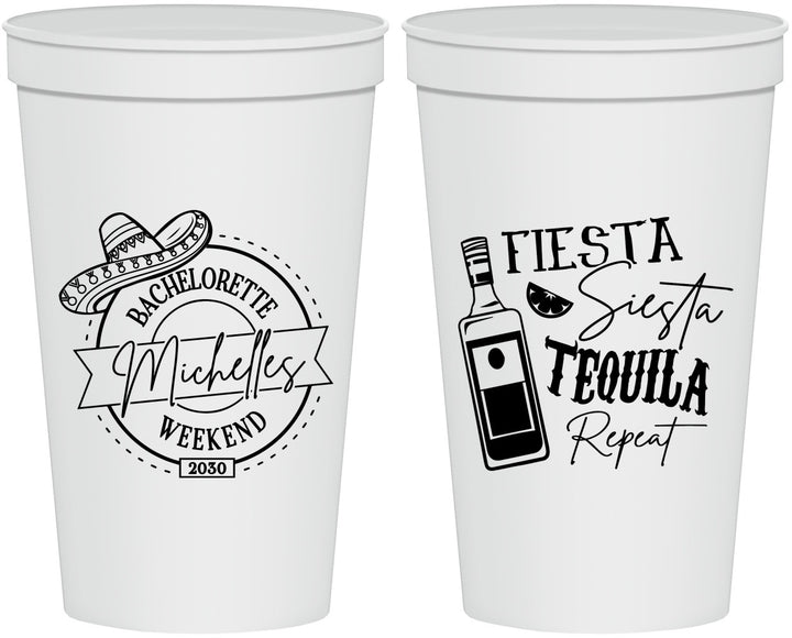 Personalized Bachelorette 22 oz Stadium Cups - Fiesta Siesta Tequila Repeat | 60004