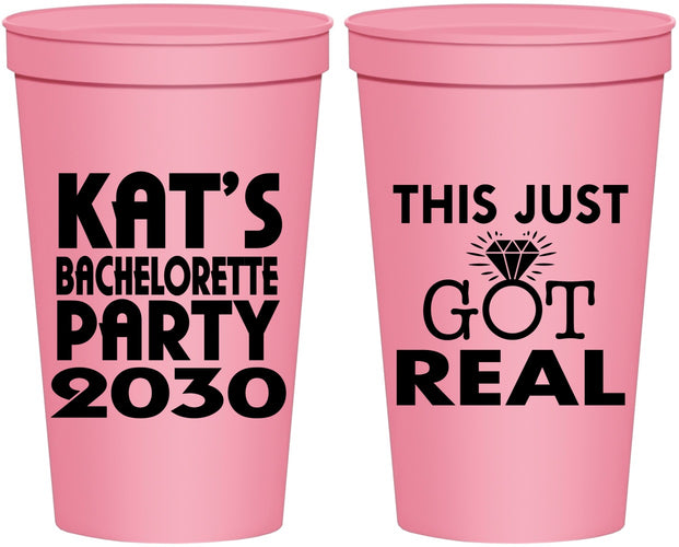 Personalized Bachelorette 22 oz Stadium Cups - This Just Got Real | 60013