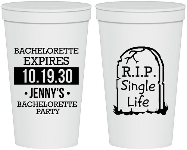 Personalized Bachelorette 22 oz Stadium Cups - Rip Single Life | 60014