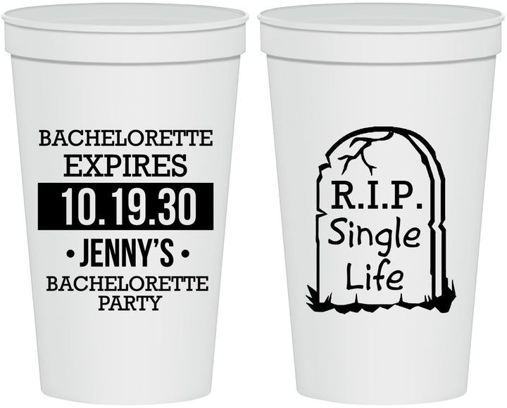 Personalized Bachelorette 22 oz Stadium Cups - Rip Single Life | 60014