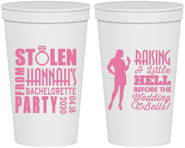 Personalized Bachelorette 22 oz Stadium Cups - Raising A Little Hell | 60020