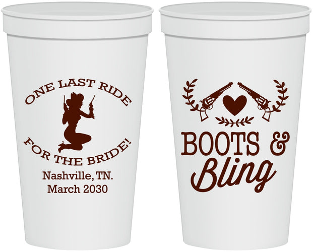 Personalized Bachelorette 22 oz Stadium Cups - One Last Ride | 60024