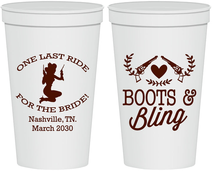 Personalized Bachelorette 22 oz Stadium Cups - One Last Ride | 60024