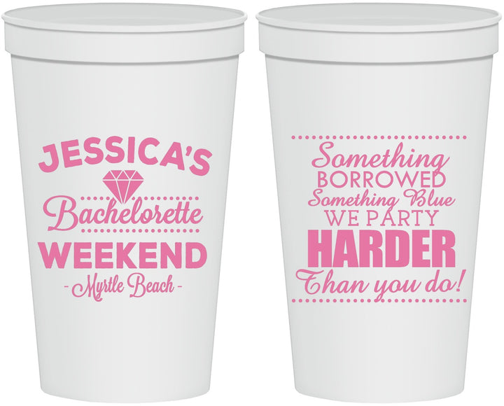 Personalized Bachelorette 22 oz Stadium Cups - Something Borrowed | 60028